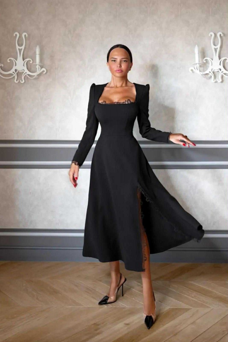 ROCHIE MIDI CU DANTELA NEAGRA