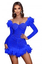 ROCHIE ELEGANTA CU PIETRE, STRASURI SI PENE
