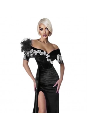 ROCHIE ELEGANTA CREP CU FRANJURI STRAS