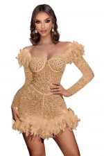 ROCHIE ELEGANTA CU PIETRE, STRASURI SI PENE