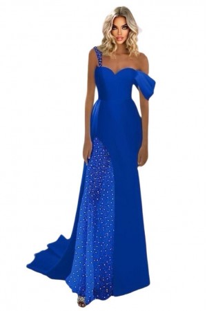 ROCHIE ELEGANTA CREP SI TULLE CU PIETRE SI PAIETE