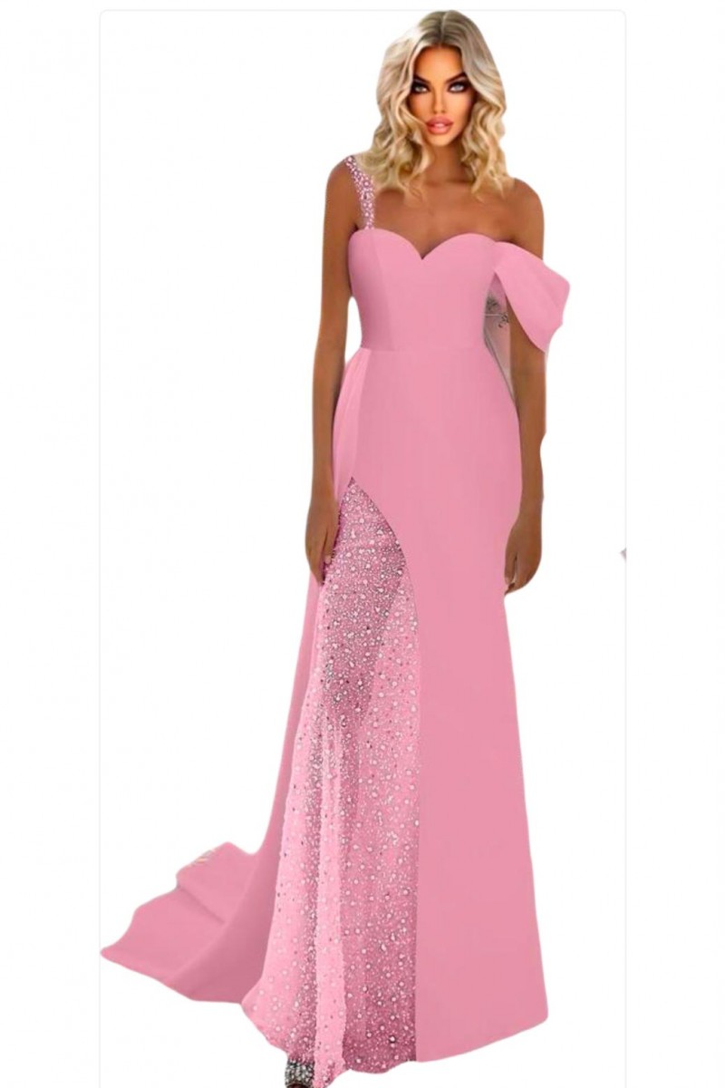 ROCHIE ELEGANTA CREP SI TULLE CU PIETRE SI PAIETE