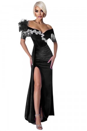 ROCHIE ELEGANTA CU ACCESORIU FRANJURI