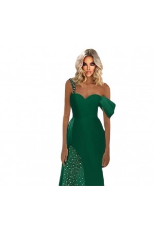 ROCHIE ELEGANTA CREP SI TULLE CU PIETRE SI PAIETE