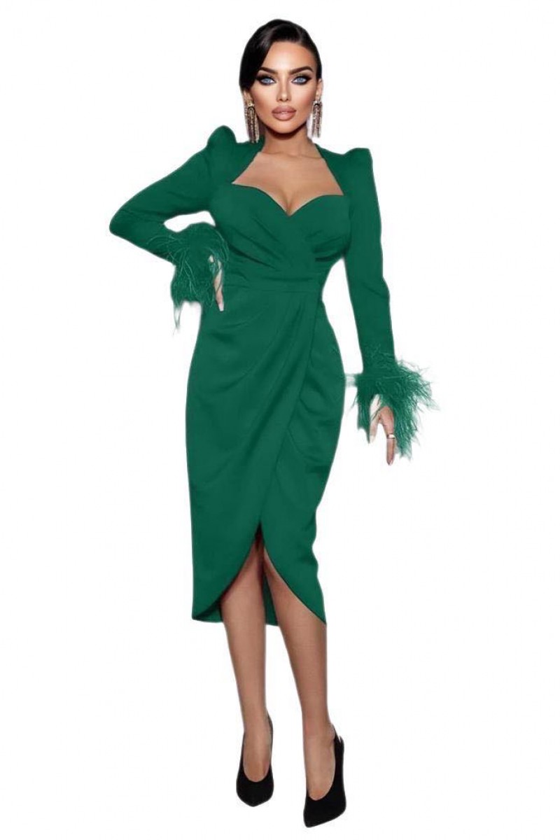 ROCHIE ELEGANTA CU PENE LA MANECA