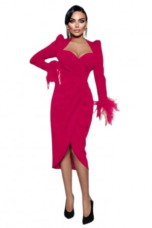 ROCHIE ELEGANTA CU PENE LA MANECA ROCHIE ELEGANTA CU PENE LA MANECA