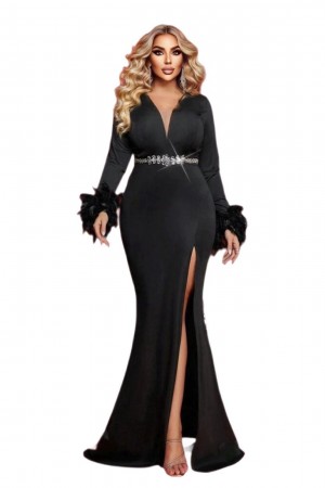 ROCHIE ELEGANTA CU PENE LA MANECA