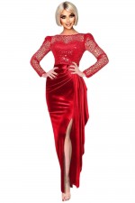 ROCHIE LUNGA  ELEGANTA CREP SI TULLE CU PAIETE SI STASURI