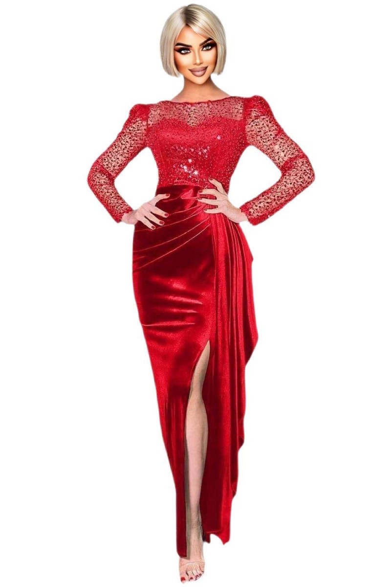 ROCHIE LUNGA  ELEGANTA CREP SI TULLE CU PAIETE SI STASURI