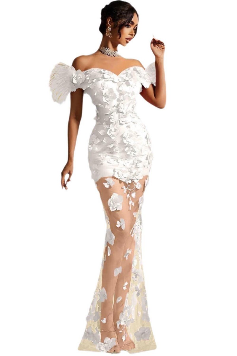 ROCHIE LUNGA CU FLORI MARI 3D