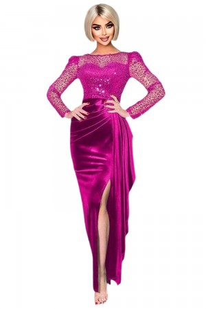 ROCHIE LUNGA ELEGANTA CREP SI TULLE CU PAIETE SI STASURI ROCHIE LUNGA ELEGANTA CREP SI TULLE CU PAIETE SI STASURI