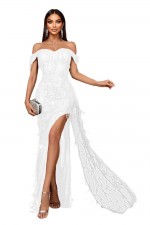 ROCHIE LUNGA ELEGANTA CU FRANJURI PAIETE