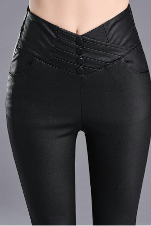 PANTALONI PIELE ECO CU NASTURI