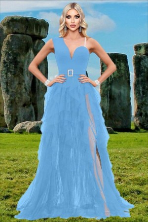 ROCHIE LUNGA ELEGANTA CU VOLANE